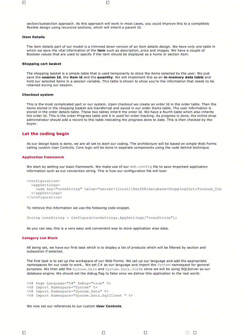 image for page Building an Online Shopping Cart using C and ASP NET