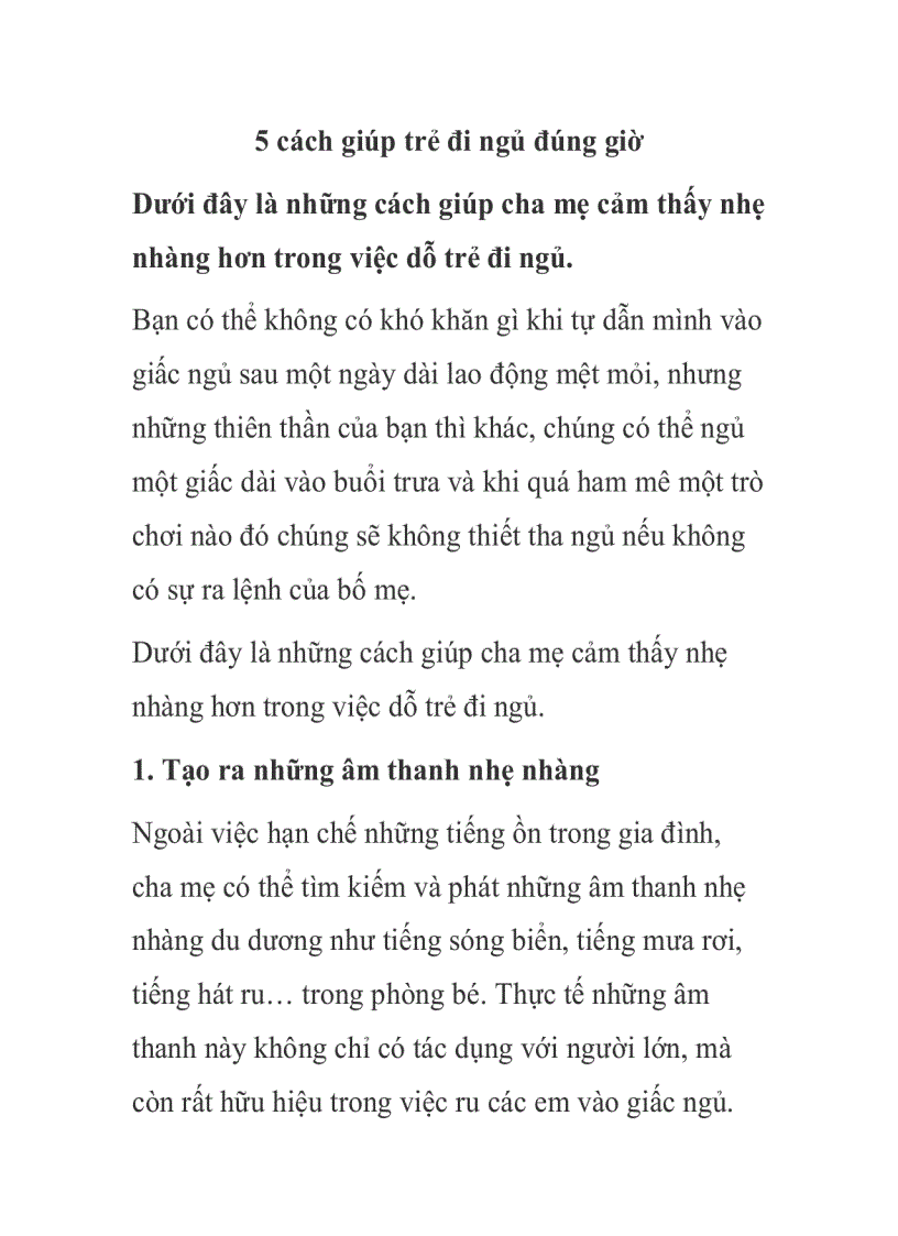 5 cách giúp trẻ đi ngủ đúng giờ