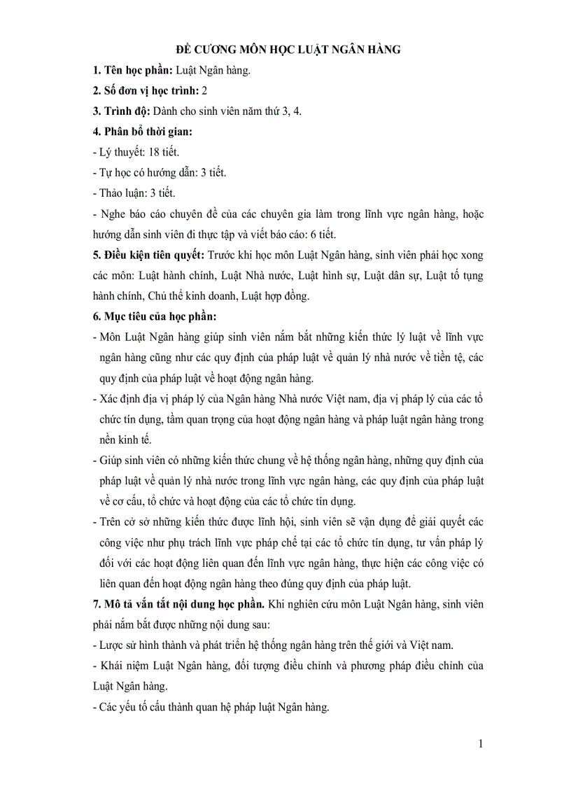 image for page Đề cương môn học luật ngân hàng