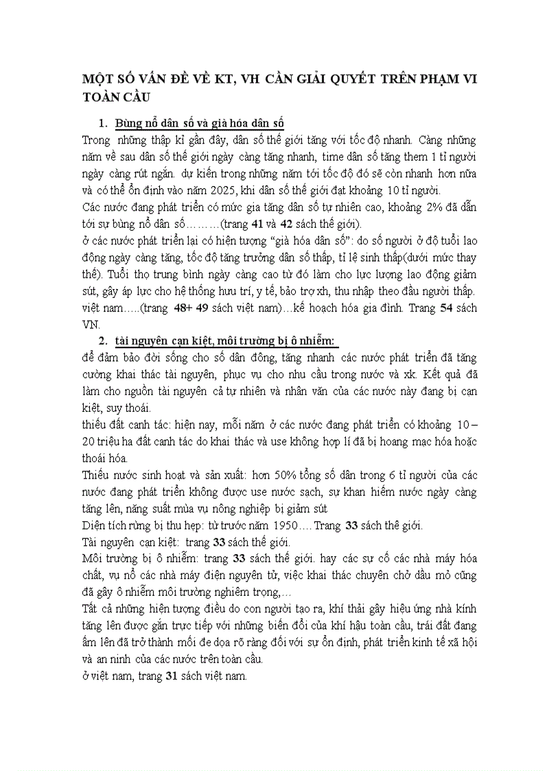 image for page Một số vấn đề về kt vh cần giải quyết trên phạm vi toàn cầu