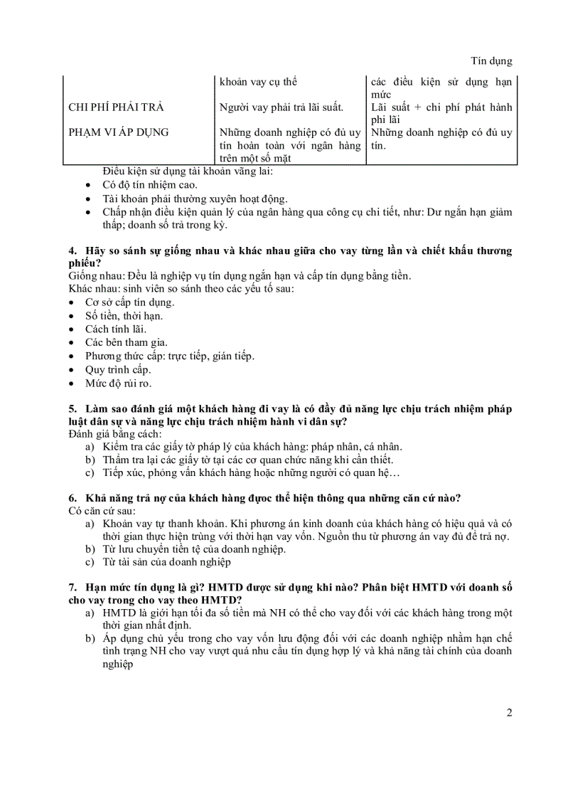 image for page Câu hỏi lý thuyết và vấn đáp môn tín dụng ngân hàng