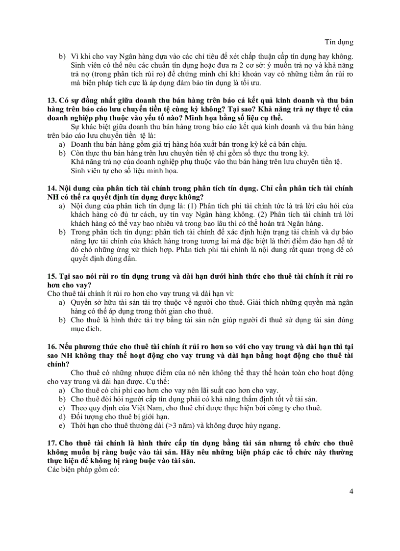 image for page Câu hỏi lý thuyết và vấn đáp môn tín dụng ngân hàng