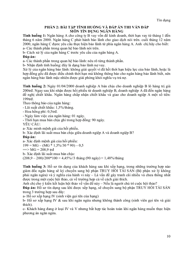 image for page Câu hỏi lý thuyết và vấn đáp môn tín dụng ngân hàng