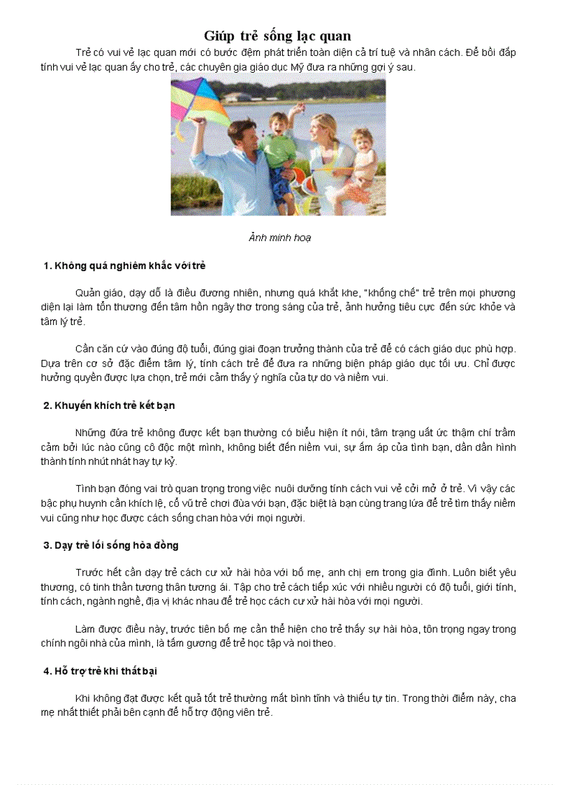 image for page Giúp trẻ sống lạc quan