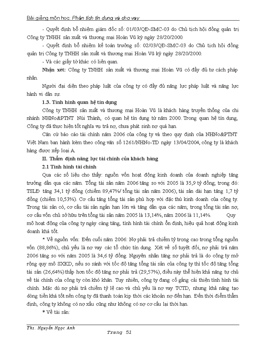 image for page Môn học phân tích td và cho vay