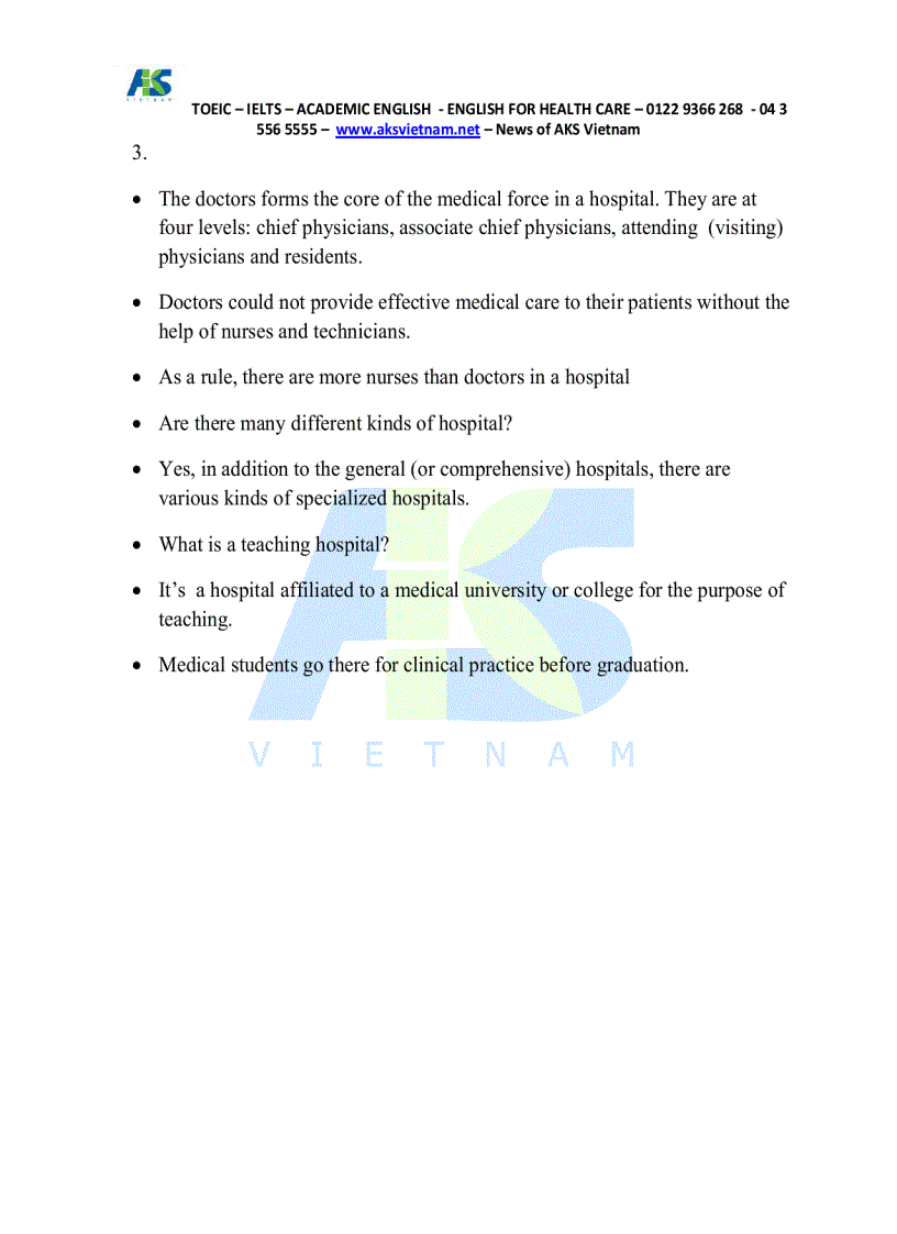 image for page Tài liệu tiếng Anh dành cho Bác sĩ Y tá điều dưỡng