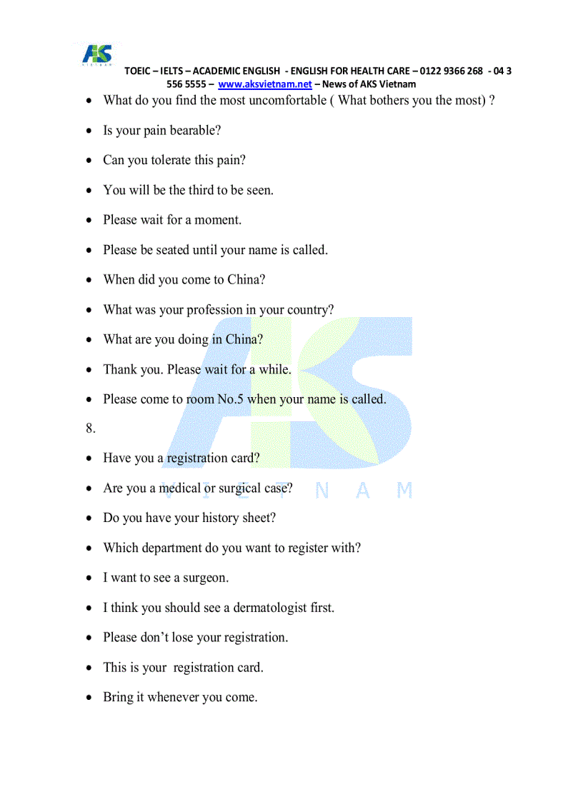 image for page Tài liệu tiếng Anh dành cho Bác sĩ Y tá điều dưỡng