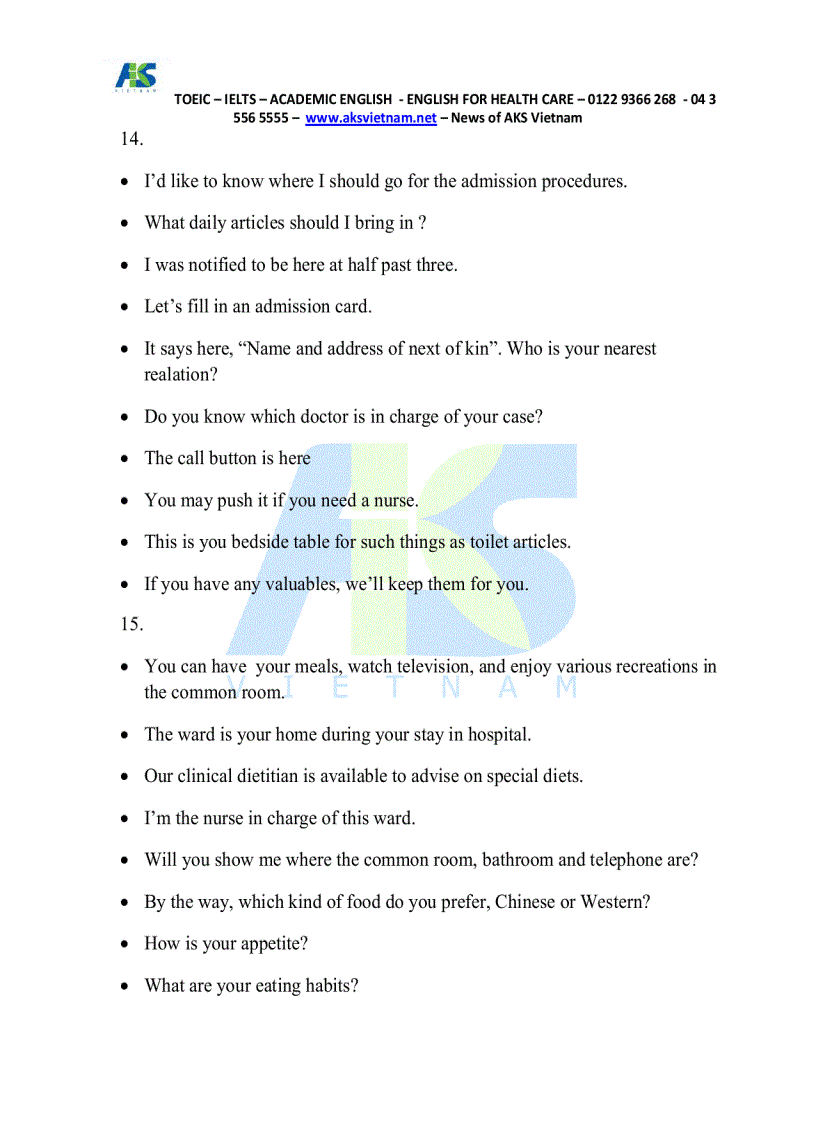 image for page Tài liệu tiếng Anh dành cho Bác sĩ Y tá điều dưỡng