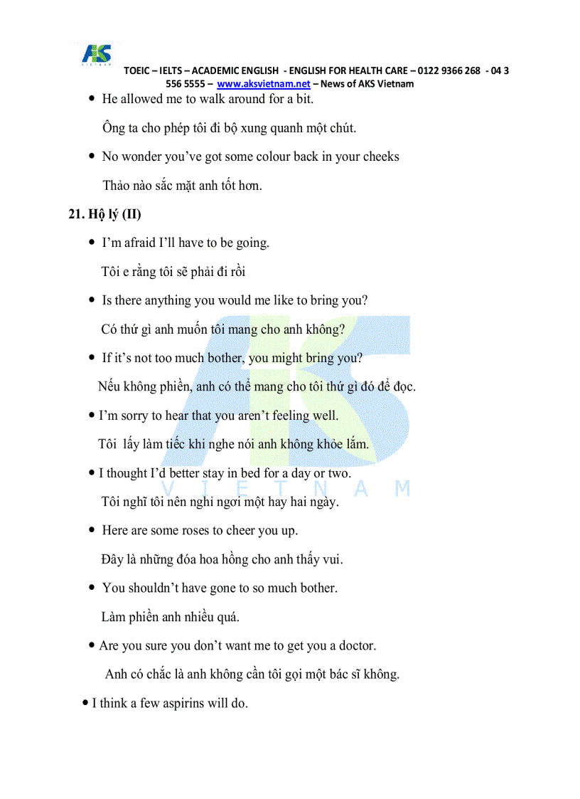 image for page Tài liệu tiếng Anh dành cho Bác sĩ Y tá điều dưỡng