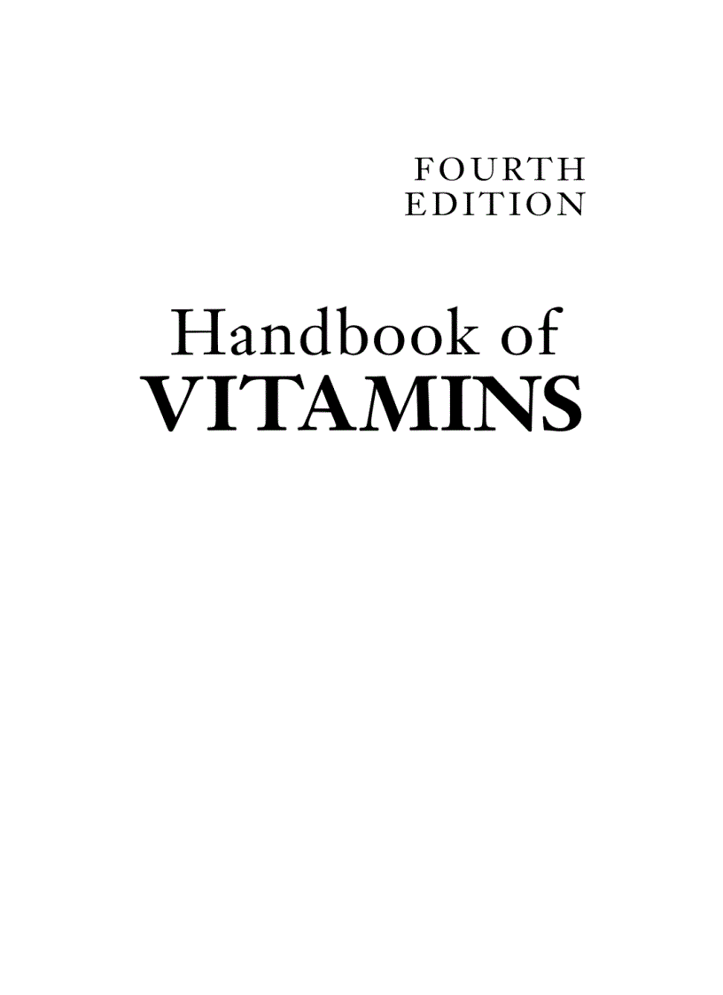 Sổ tay Vitamins Handbook of Vitamins 4th edition
