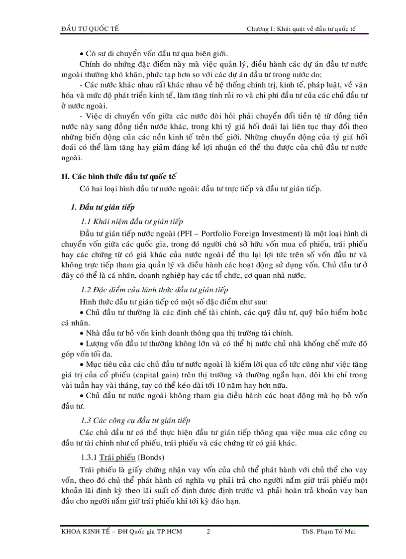 Khái quát về đầu tư quốc tế