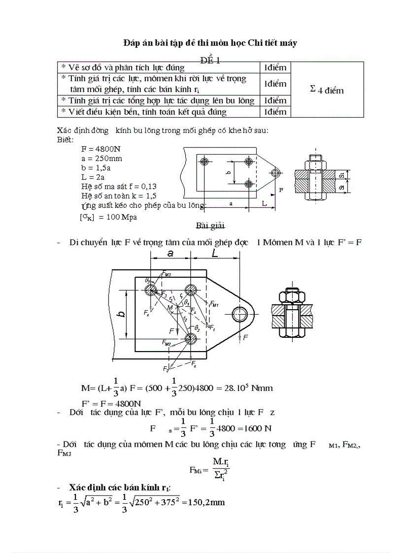 image for page Đáp án đề thi chi tiết máy học phần II