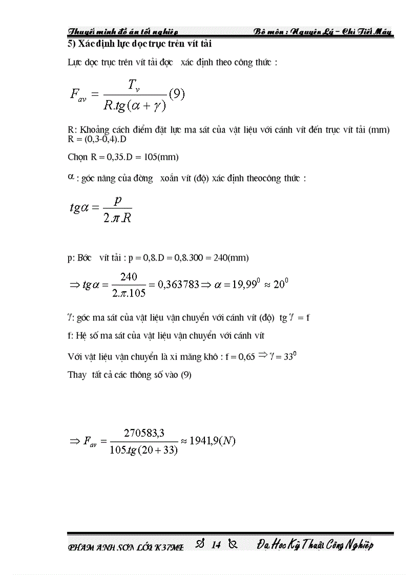 image for page Đề tài Thiết kế Đồ Án Tốt Nghiệp Thiết kế Hệ Thống Dẫn Động Vít Tải xi Măng