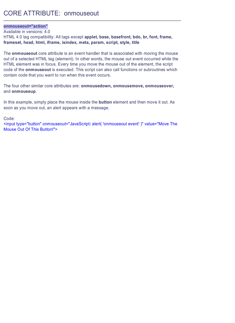 image for page HTML Quick Reference