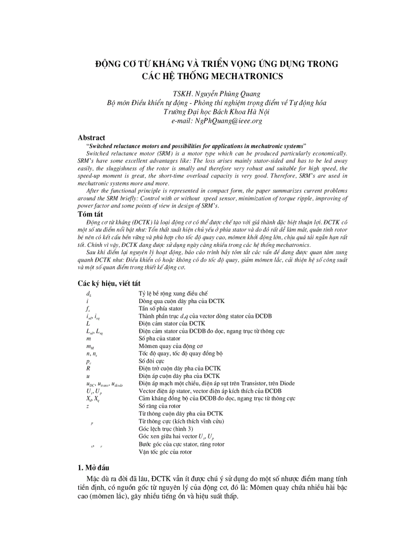 image for page Động cơ từ kháng và triển vọng ứng dụng trong các hệ thống Mechatronics