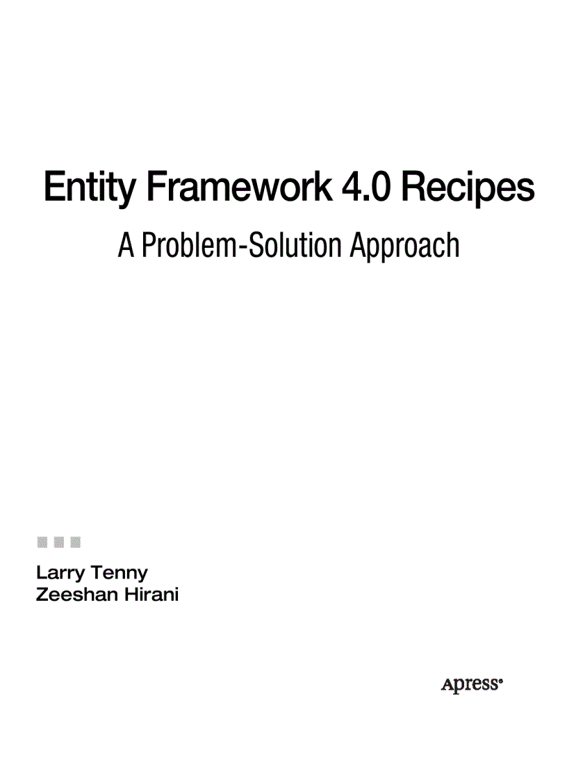 Entity Framework 4 0 R ecipes A Problem Solution Approach