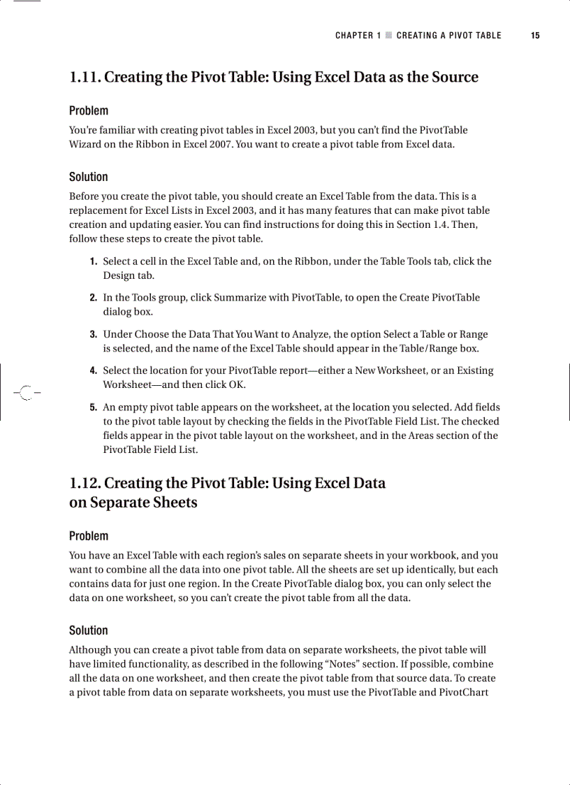 image for page Excel 2007 PivotTables Recipes A Problem Solution Approach