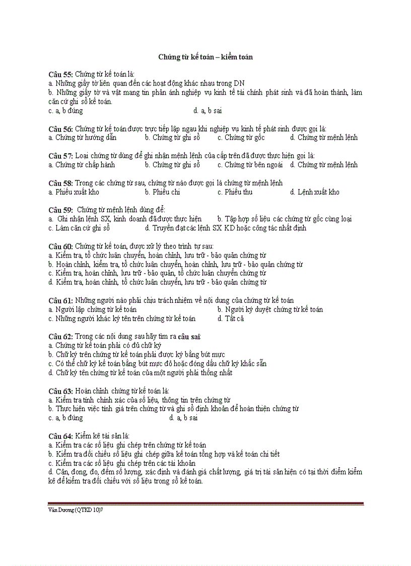 image for page Câu hỏi trắc nghiệm nguyên lý kế toán Một số vấn đề chung về kế toán