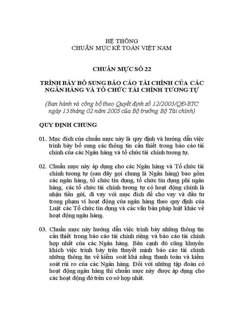 image for page Trình bày bổ sung báo cáo tài chính của các ngân hàng và tổ chức tài chính tương tự