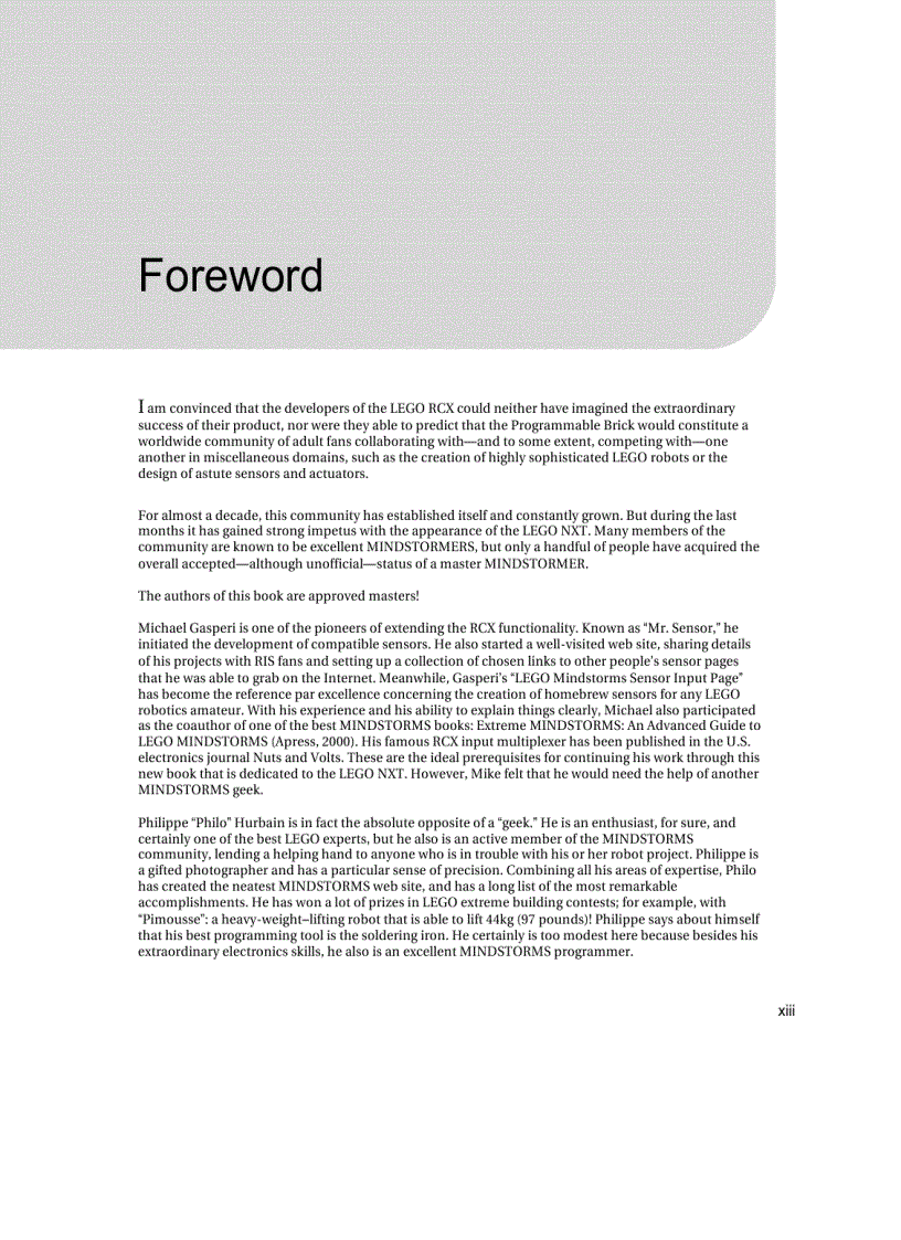 image for page Extreme NXT Extending the LEGO MINDSTORMS NXT to the Next Level