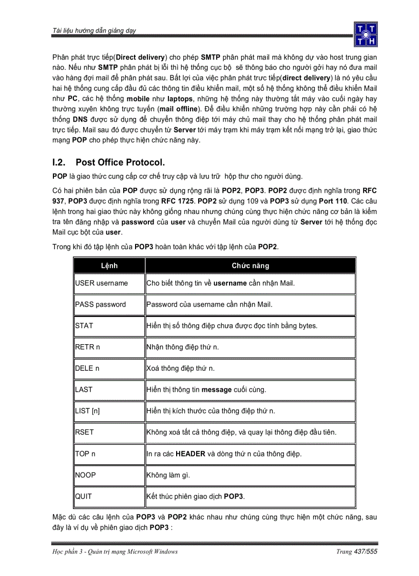 image for page Các giao thức được sử dụng trong hệ thống Mail