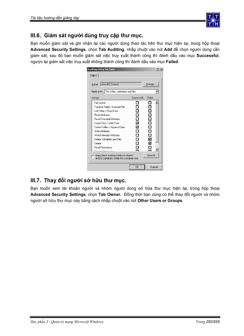 Gán quyền truy cập NTFS trên thư mục dùng chung