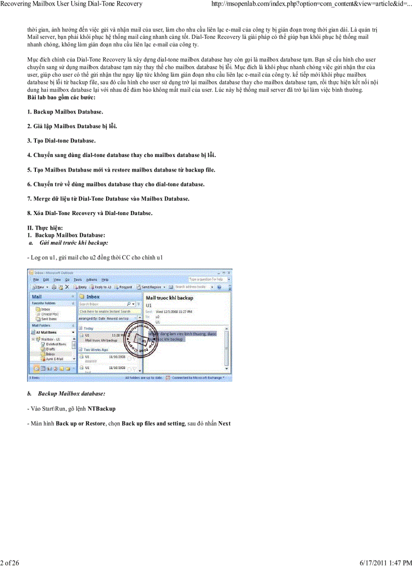 image for page Recovering Mailbox User Using Dial Tone Recovery