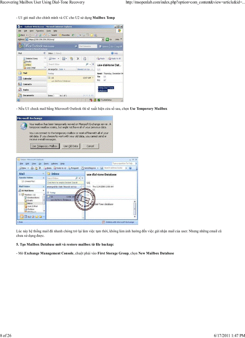 image for page Recovering Mailbox User Using Dial Tone Recovery
