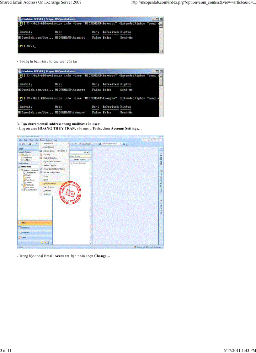image for page Shared Email Address On Exchange Server 2007