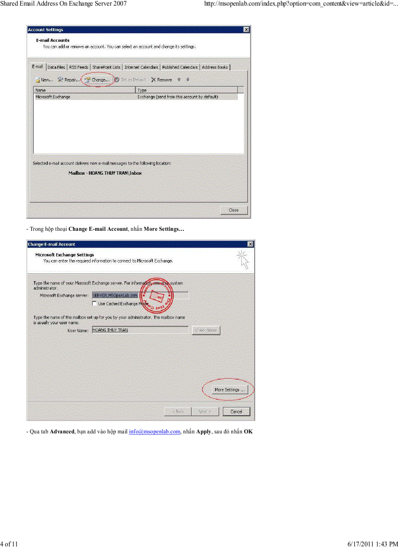 image for page Shared Email Address On Exchange Server 2007