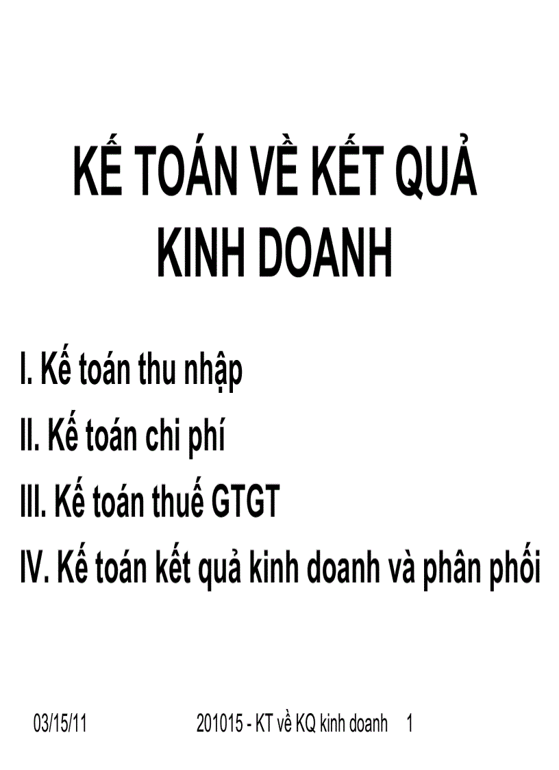 Kế toán về kết quả kinh doanh