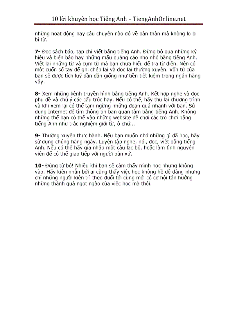 image for page Lời khuyên học tiếng anh