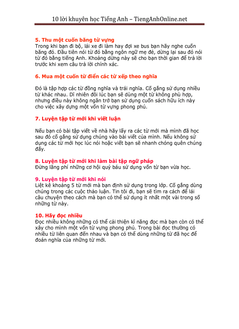 image for page Lời khuyên học tiếng anh