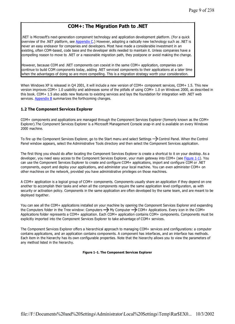 image for page COM and NET Component Services