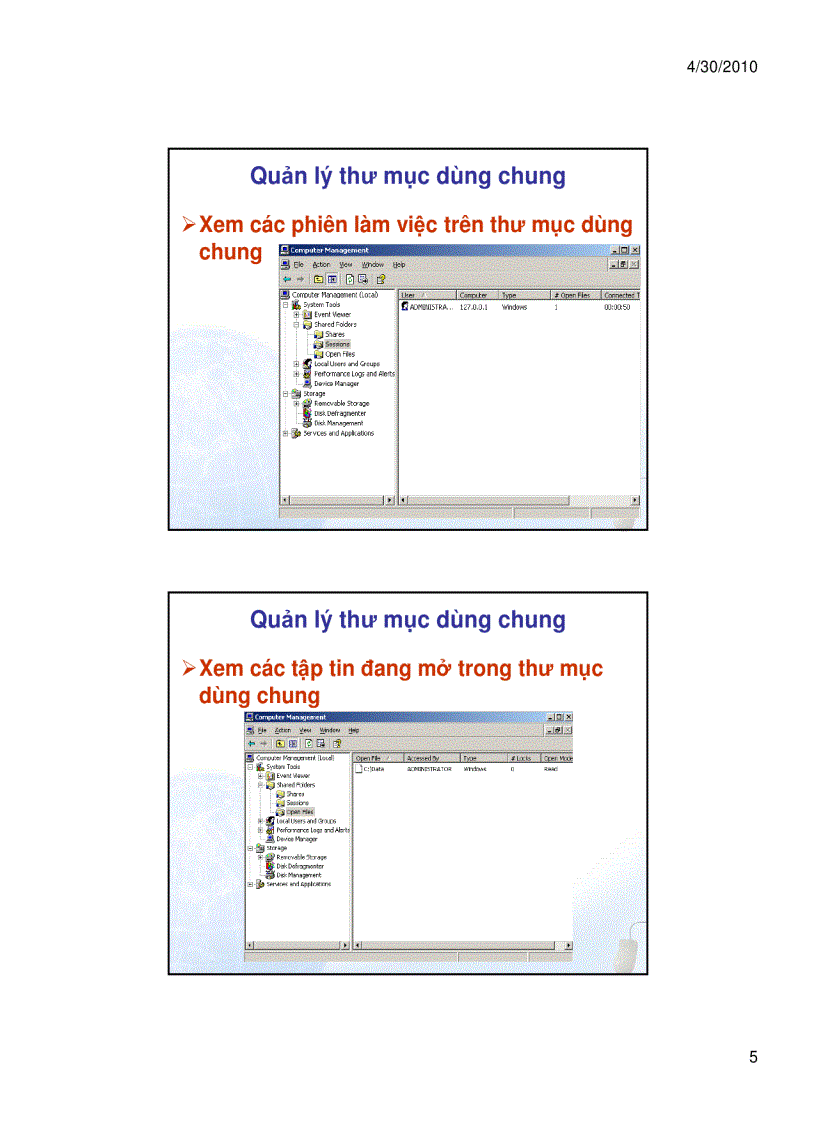 image for page Tạo và quản lí thư mục dùng chung