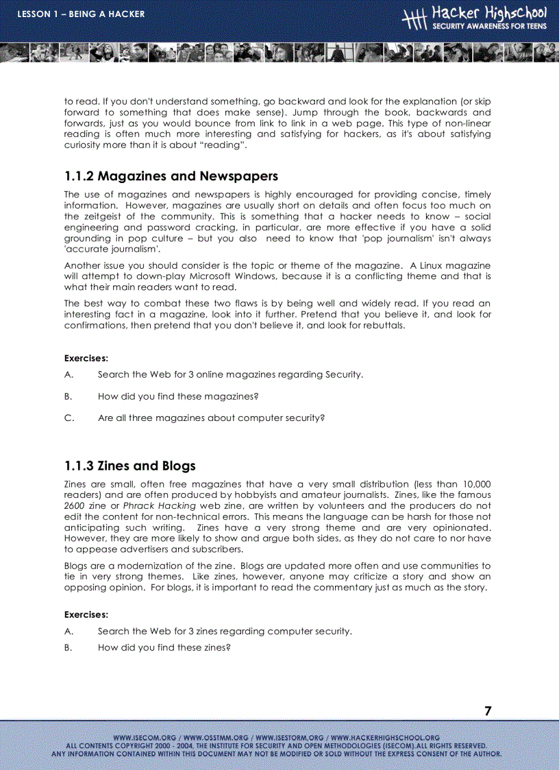 image for page Lesson 1 Being a hacker