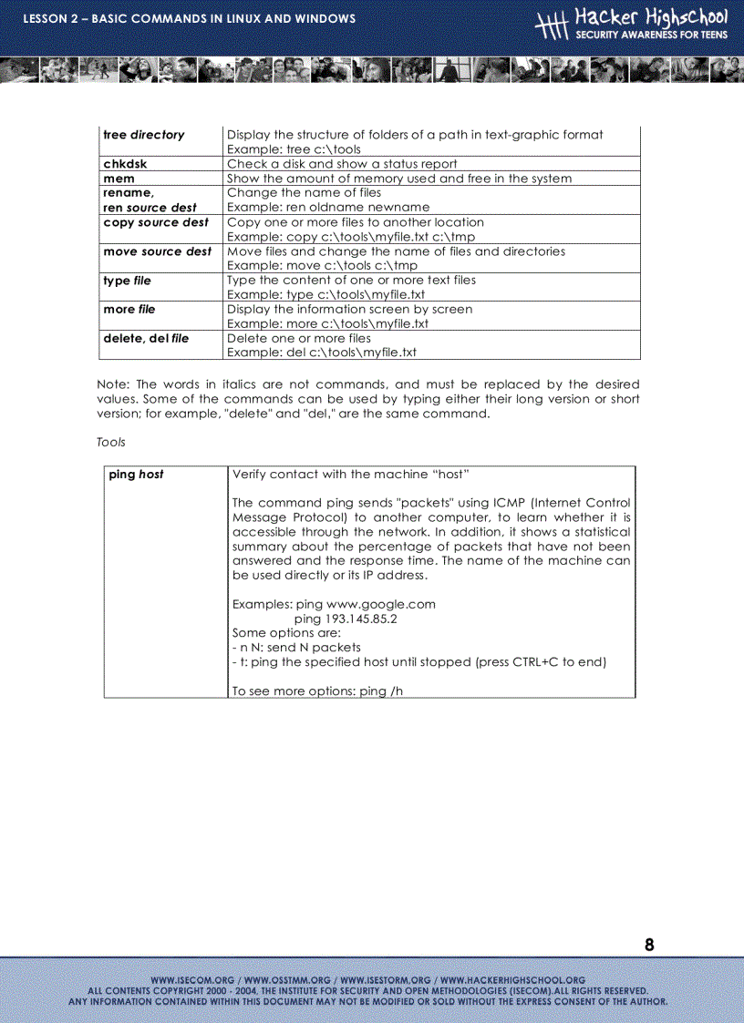 image for page Lesson 2 Basic commands in linux and windows