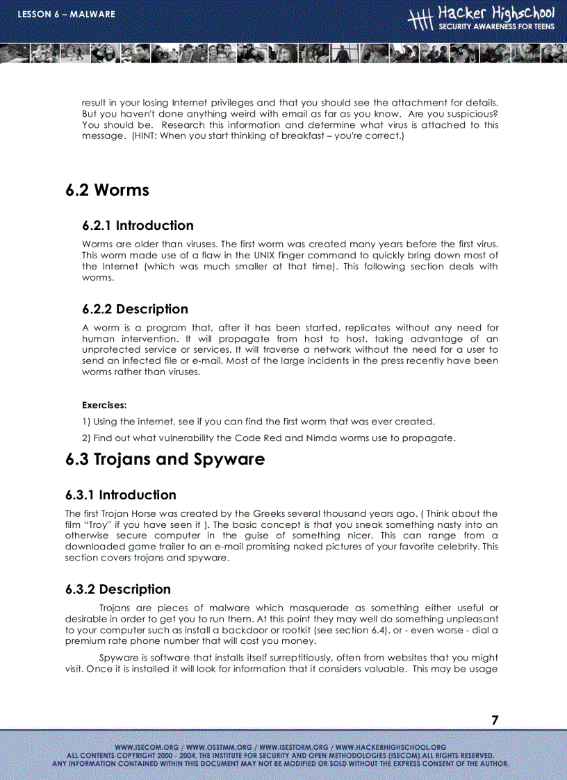 image for page Lesson 6 Malware