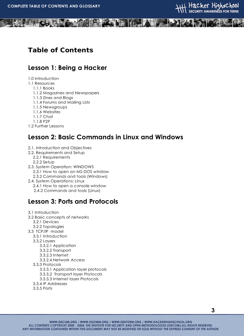 Complete table of contents and glossary