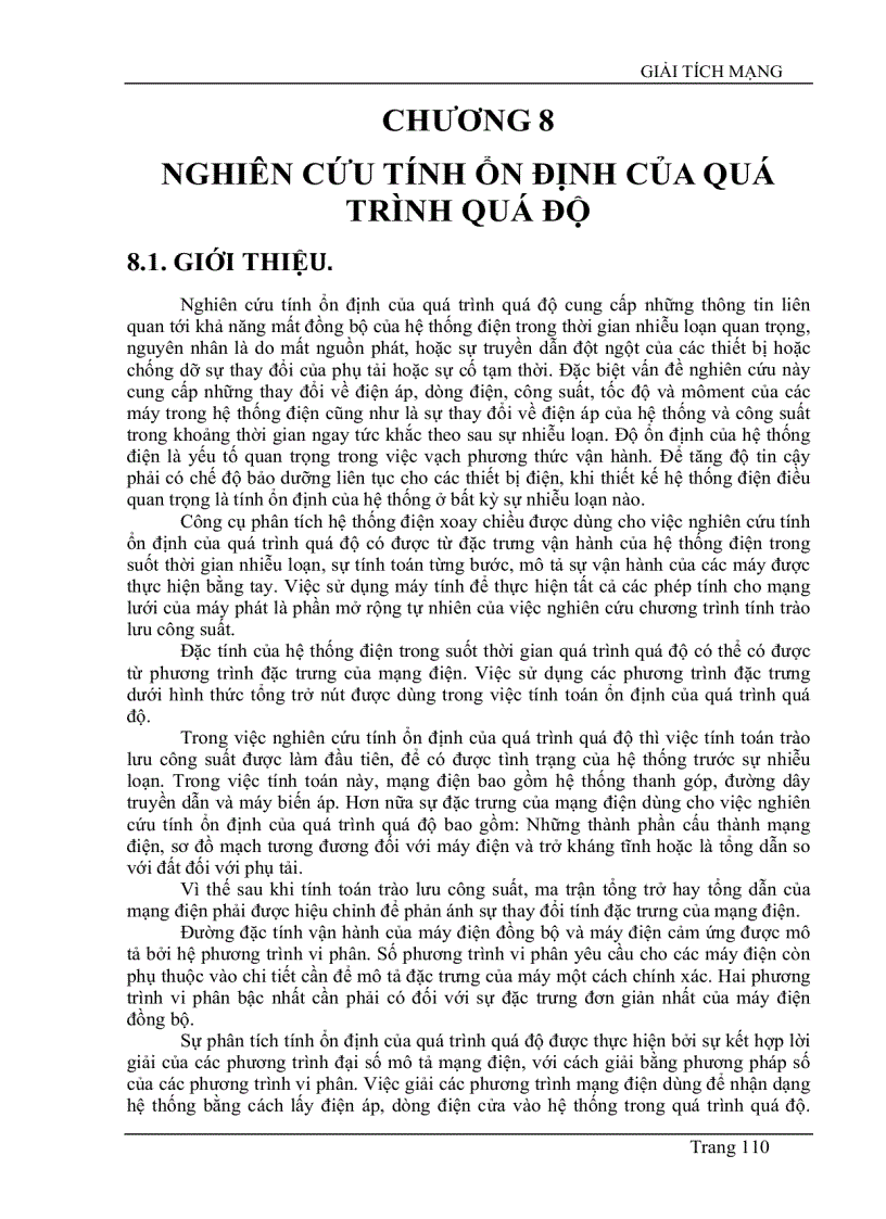 image for page Nghiên cứu tính ổn định của quá trình quá độ