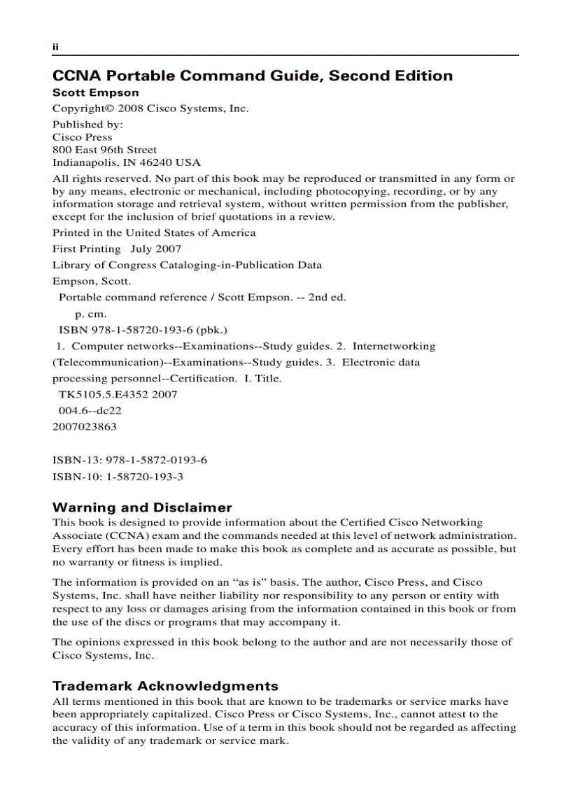 image for page CCNA Portable Command Guide Second Edition