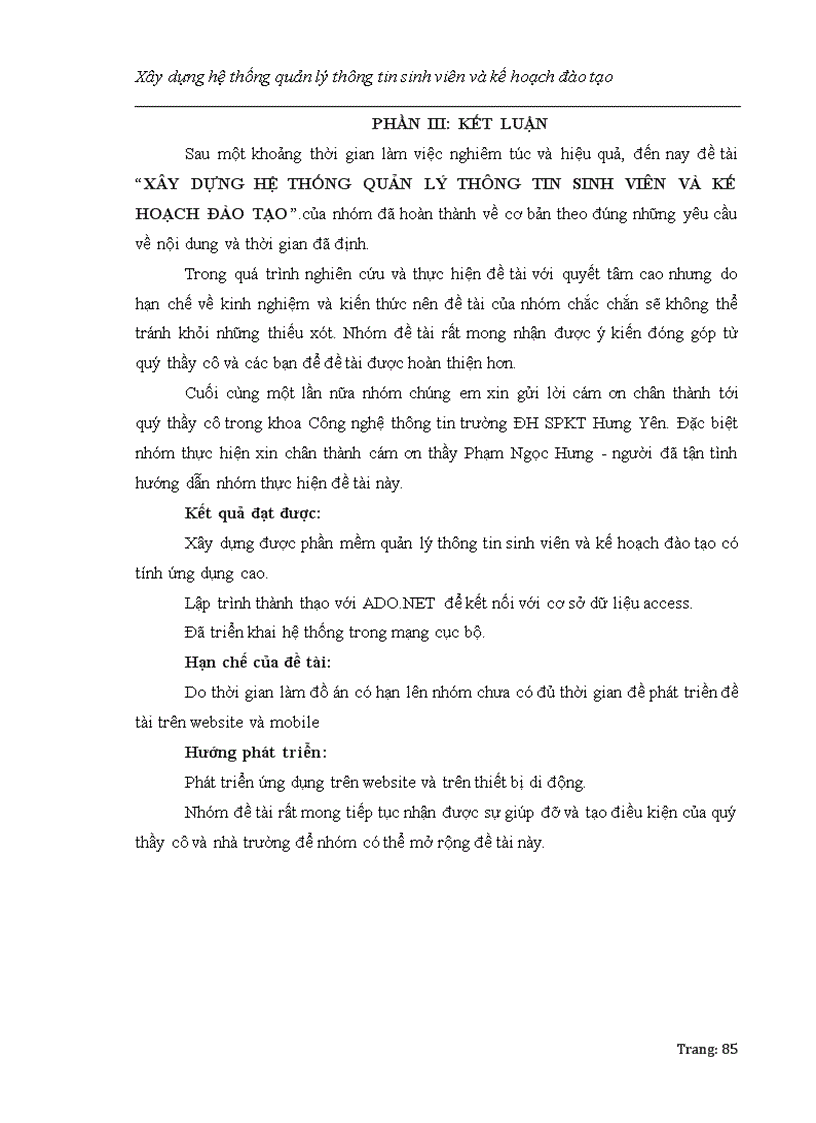 image for page Xây dựng hệ thống quản lý thông tin sinh viên và kế hoạch đào tạo