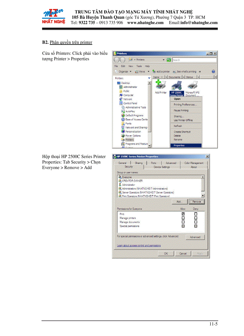 image for page Cài đặt printer và thiết lập permission