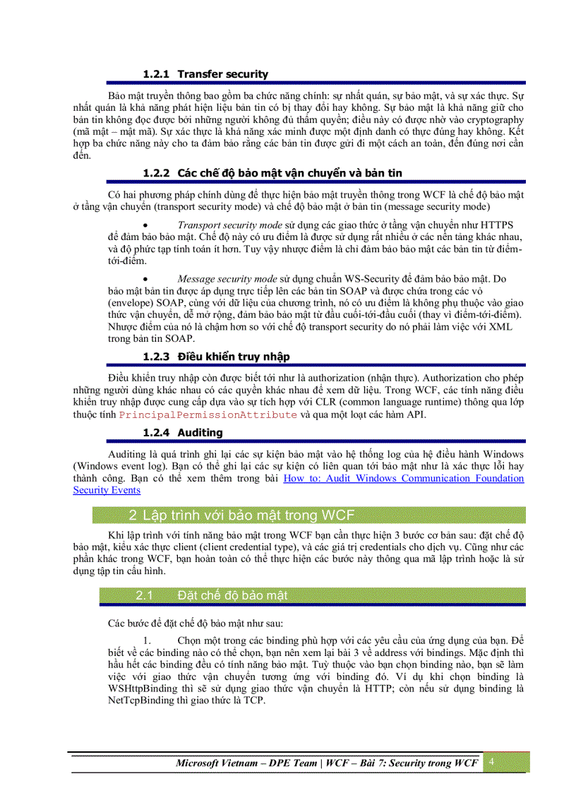Tổng quan về bảo mật trong Windows Communication Foundation