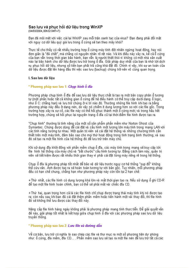 image for page Dữ liệu trong WinXP