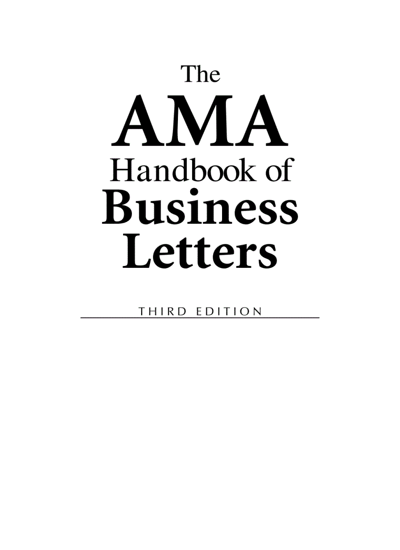 The AMA handbook of business letter
