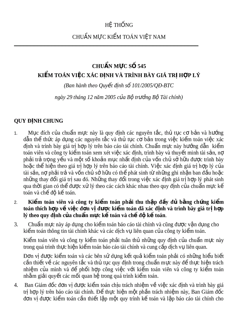 image for page Hệ thống chuẩn mực kiểm toán việt nam chuẩn mực số 545