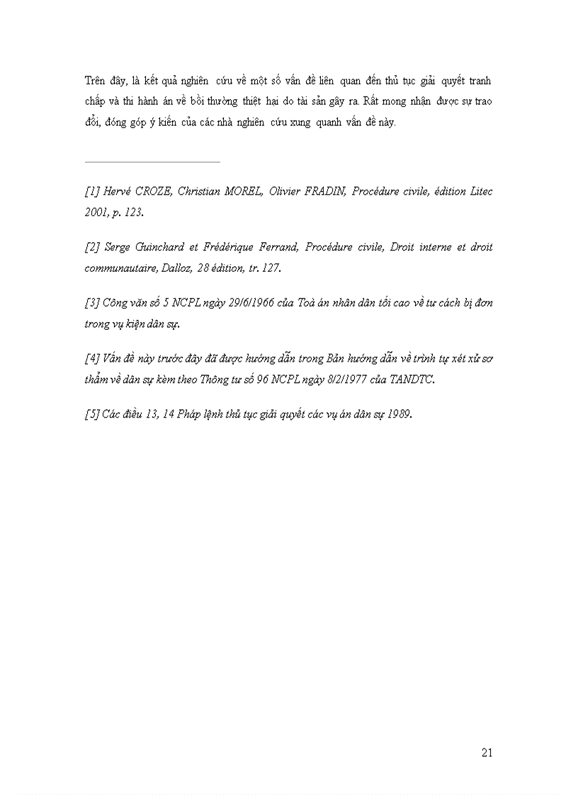 image for page Một số vấn đề thủ tục giải quyết tranh chấp và vấn đề thi hành án về bồi thường thiệt hại do tài sản gây ra