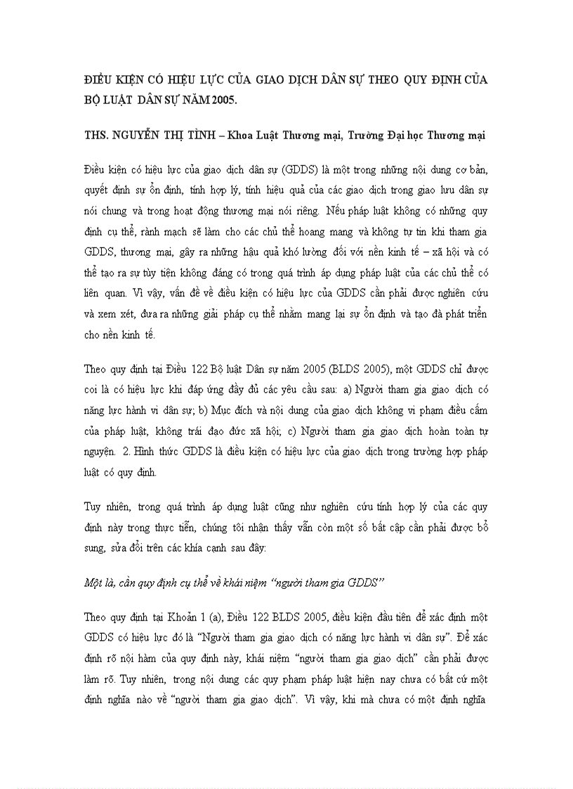 image for page Điều kiện có hiệu lực của giao dịch dân sự theo quy định của bộ luật dân sự năm 2005