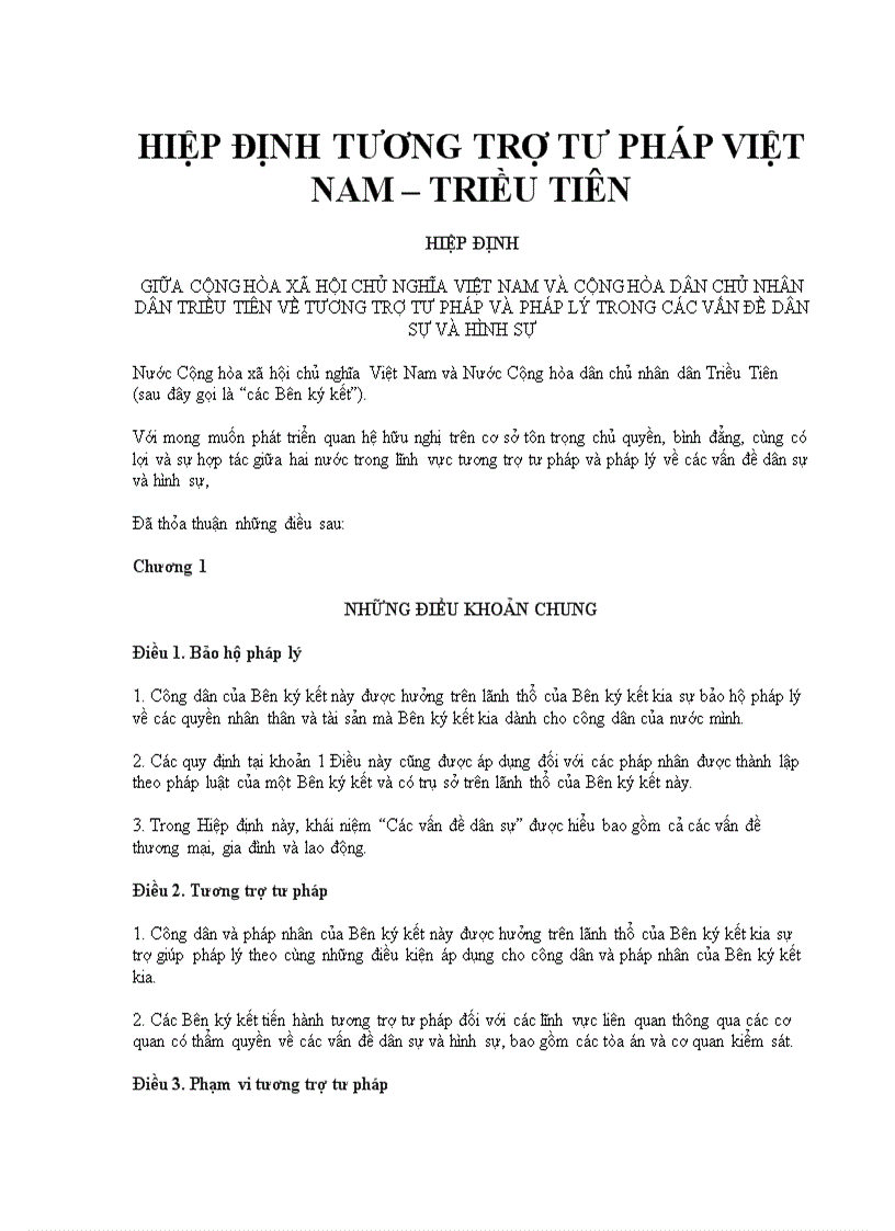 image for page Hiệp định tương trợ tư pháp việt nam triều tiên